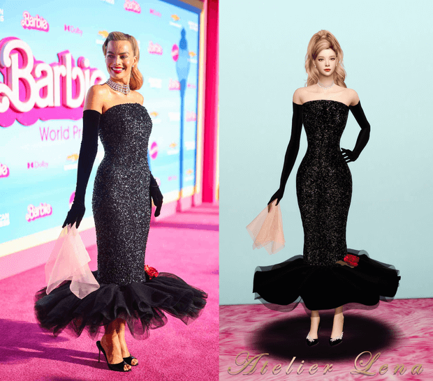 Atelier Lena Barbie Sparkly Black Dress Set Sims Love