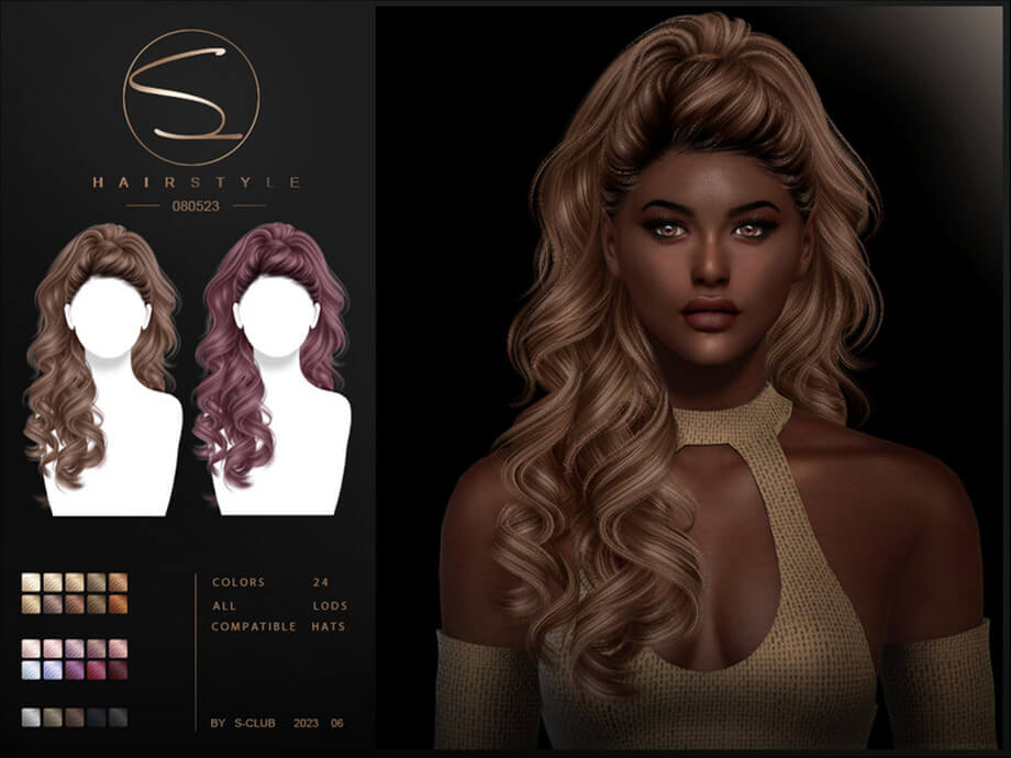 LONG WAVY hairstyle LILA(080623) by S-CLUB - Sims Love