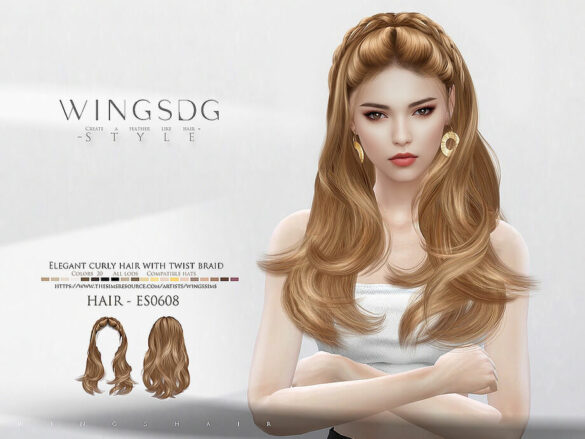 WINGS-ES0608-Elegant curly hair with twist braid