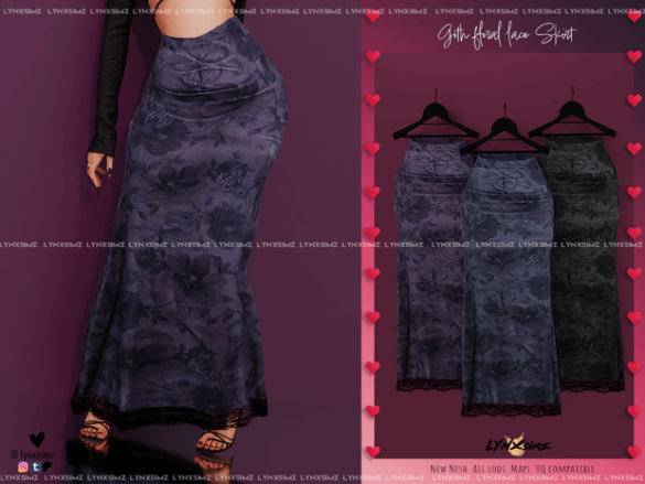 Goth Floral Lace Skirt
