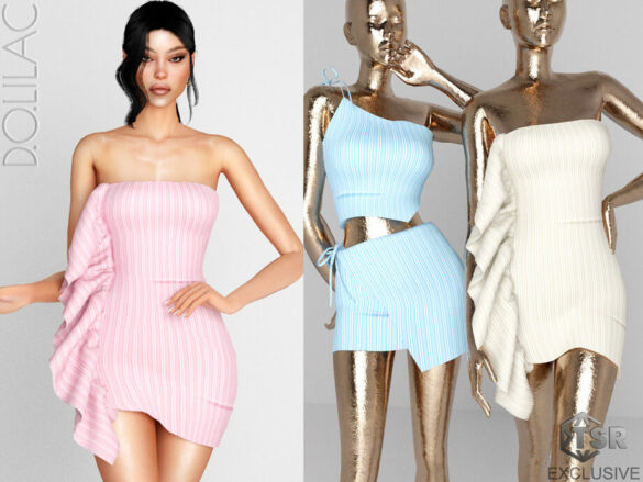 Striped Ruffle Mini Dress DO0302