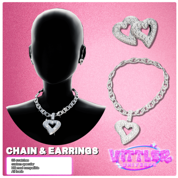 Unlimed Heart Chain Necklace and Earrings