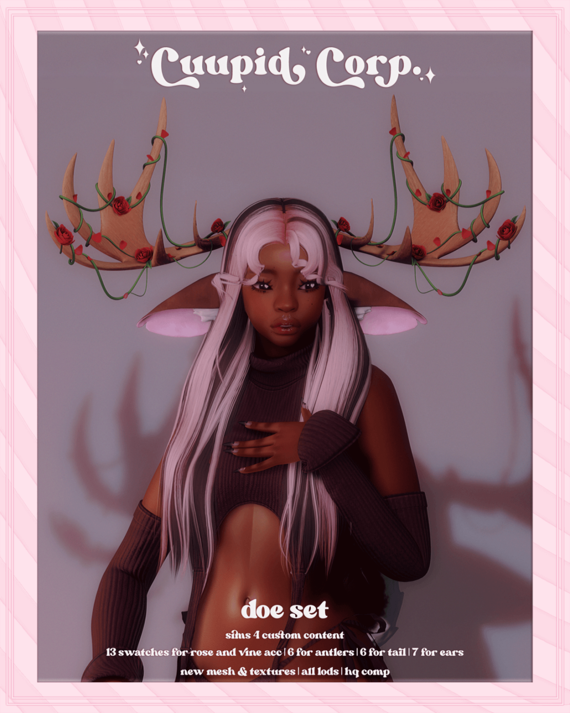 Doe antlers roses and vines acc