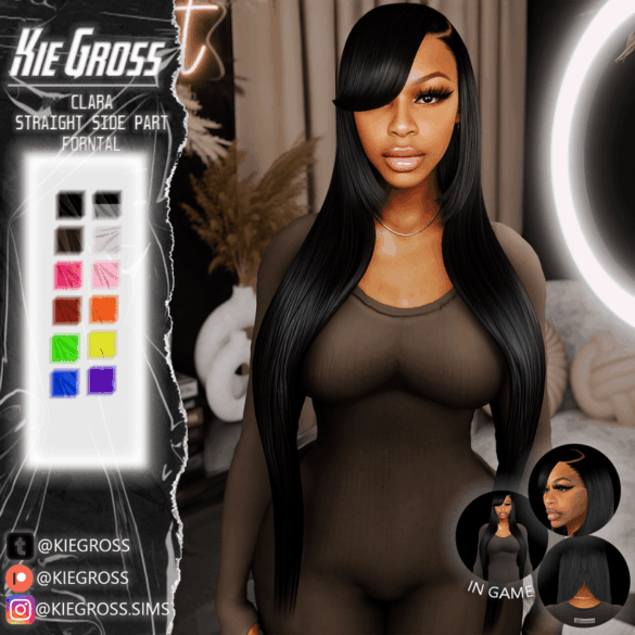 Kiegross Clara straight side part frontal black hair
